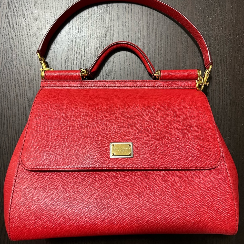 Dolce and gabbana Large Sicily bag in Red Dauphine leather.